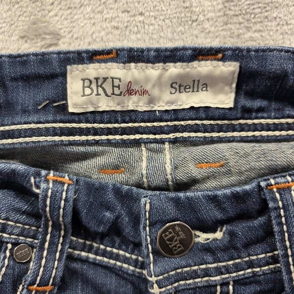 BKE Denim Stella Jeans Womens 26 Blue Straight Leg Raw Hem Stretch Style BPL1404 - Picture 5 of 12